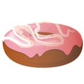 Croissant, half-donut and half-croissant cookies isolated on white illustration, pink icing. dissert Royalty Free Stock Photo
